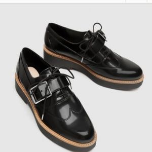 Zara platform black shoes with buckle detail